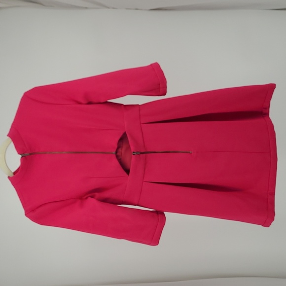 Artelier Nicole Miller Hot Pink Minidress With Keyhole Exposed Zipper Size 4 - Picture 5 of 11